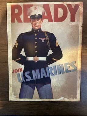 Square One Brands Ready Join US Marines USMC 13x9.5 Metal Sign